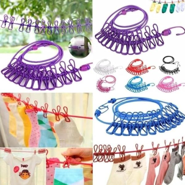 Cloth Drying Rope with Hooks