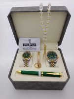 "Men's Stainless Steel Set: Watch, Rosary, Pen & Cufflinks" - Image 5